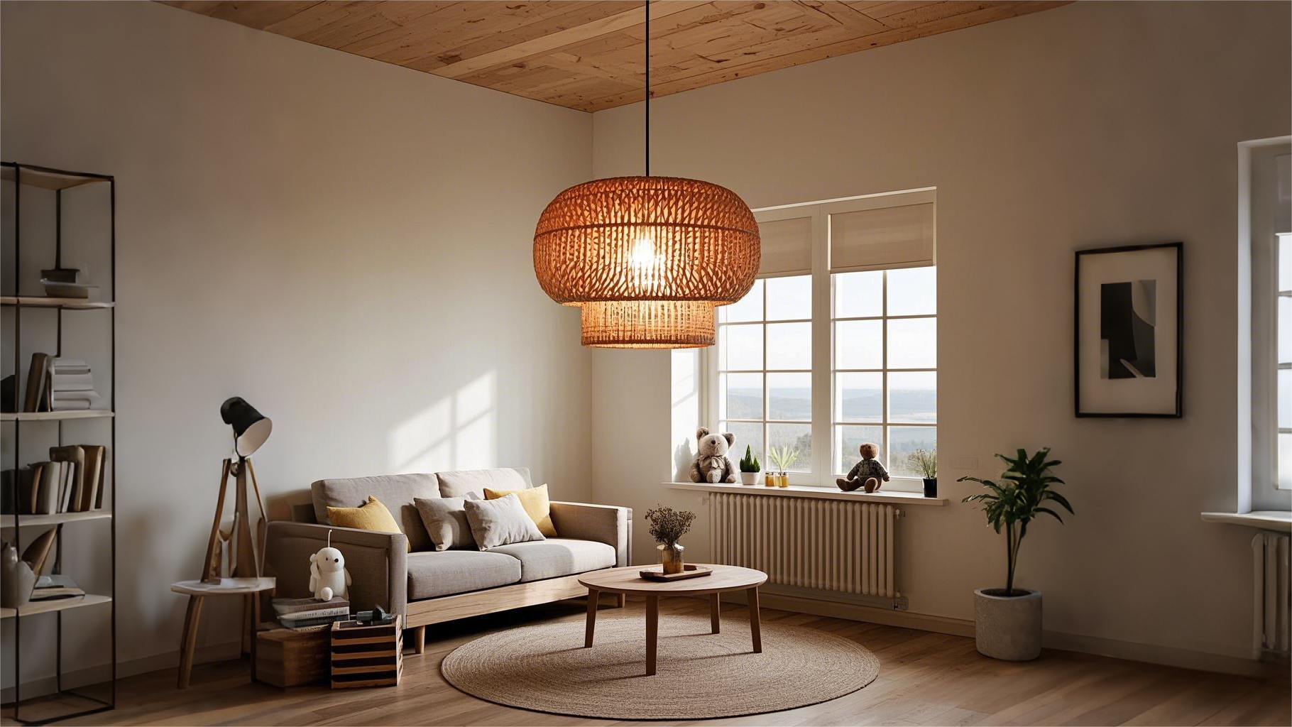 Woven Natural Cane Lampshade (2)