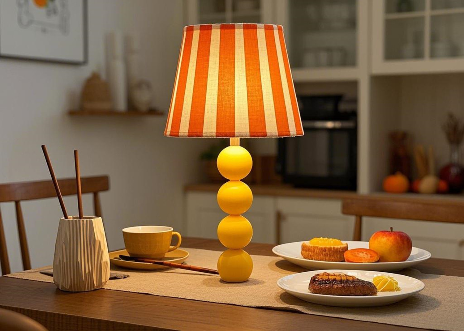 Candeeiro de mesa com espaço adequado