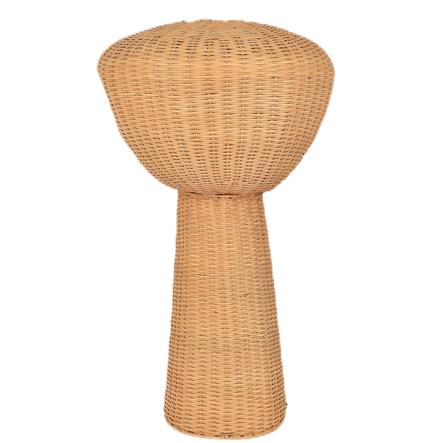 Floor Lamp with Mushroom Shaped Rattan Design