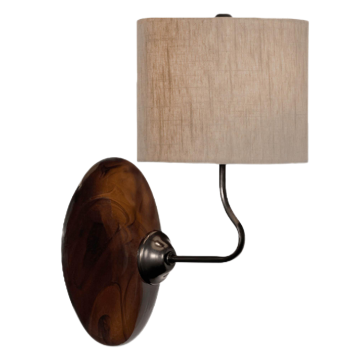 Wall Lamp with Fabric, Metal and Wood