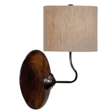 Стенна лампа с плат, метал и дърво