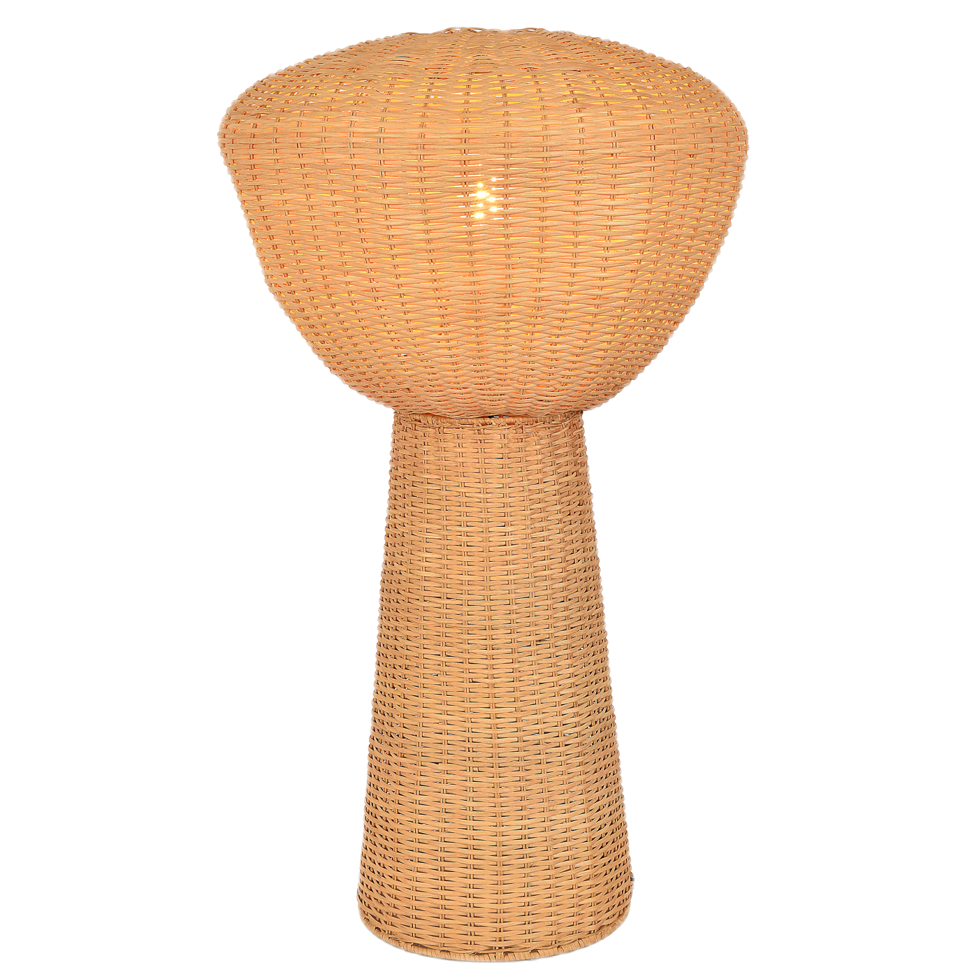 Luminária de chão com design de vime em formato de cogumelo