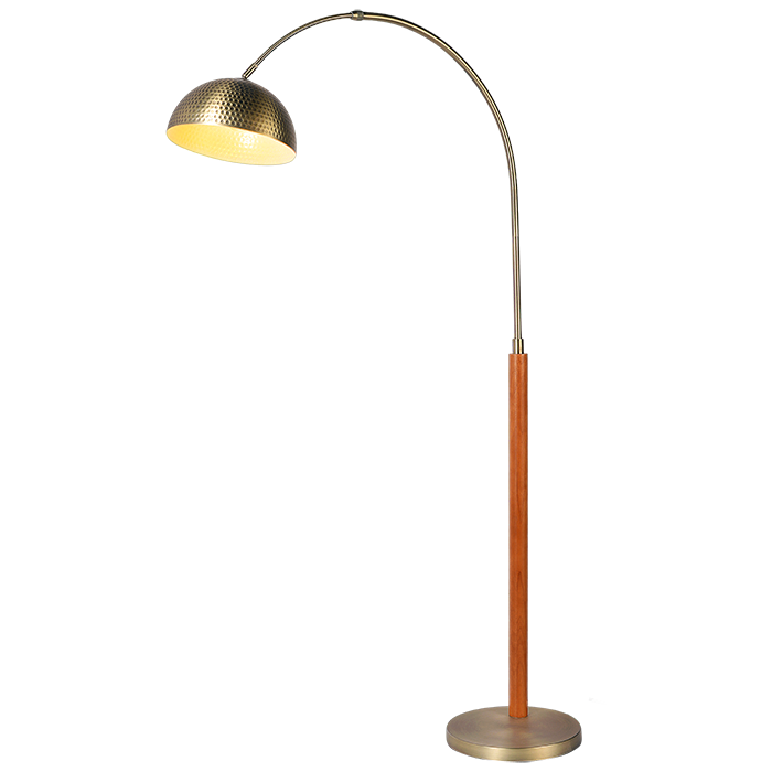 Floor Lamp with Arched Arm and Hammered lampshade