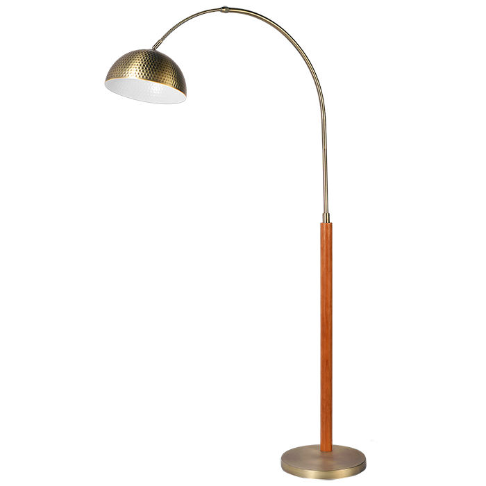 Floor Lamp with Arched Arm and Hammered lampshade