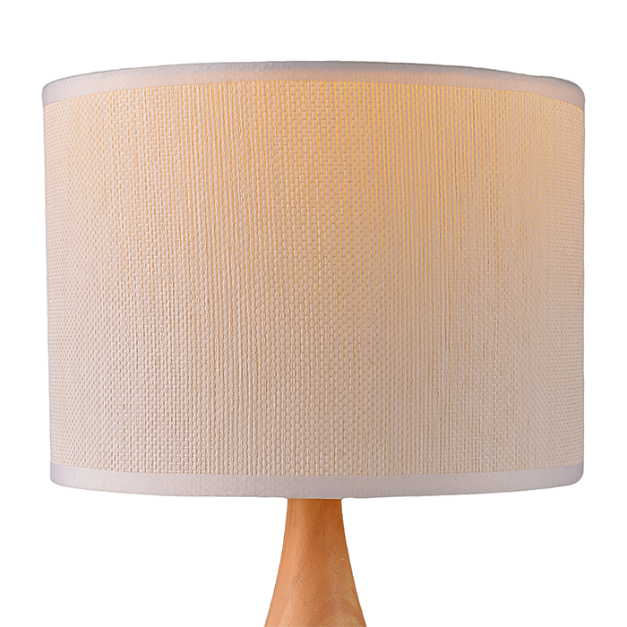 Table Lamp with Wooden Base and Woven Lampshade