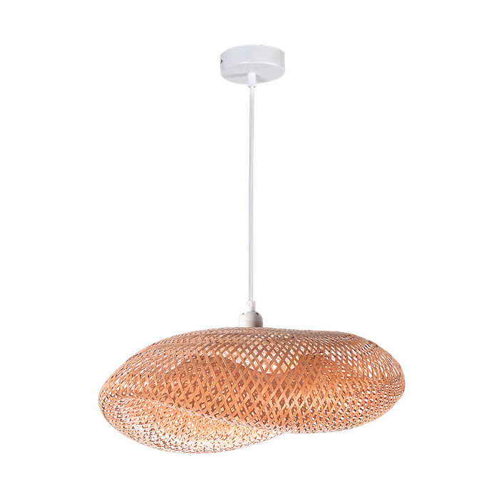 Pendant Light with Curved bamboo-woven lampshade