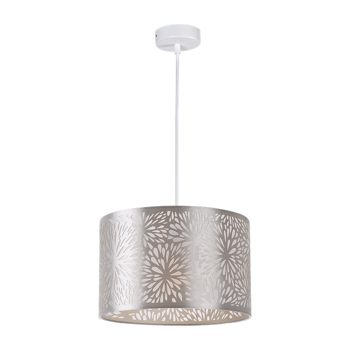 Silver Pendant Light with Floral - pattern