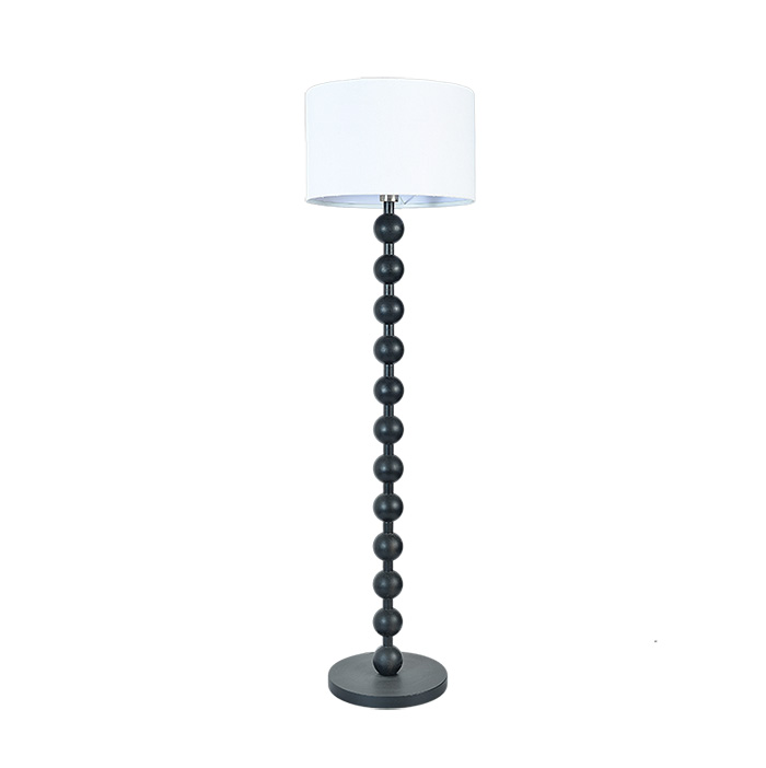 Floor Lamp with Black Beaded Post