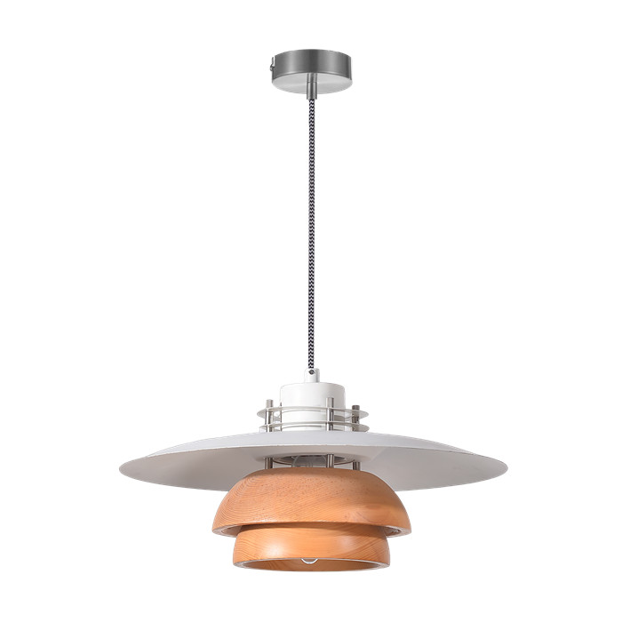 Modern Pendant Light with Wood and Metal shade