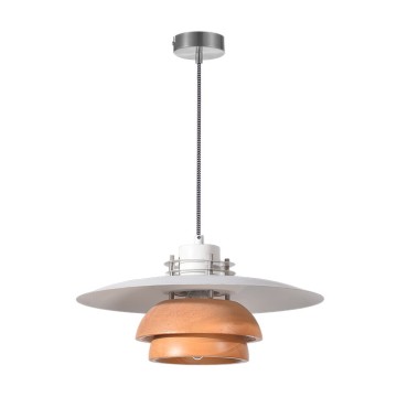 Moodne rippvalgusti puidust ja metallist varjuga