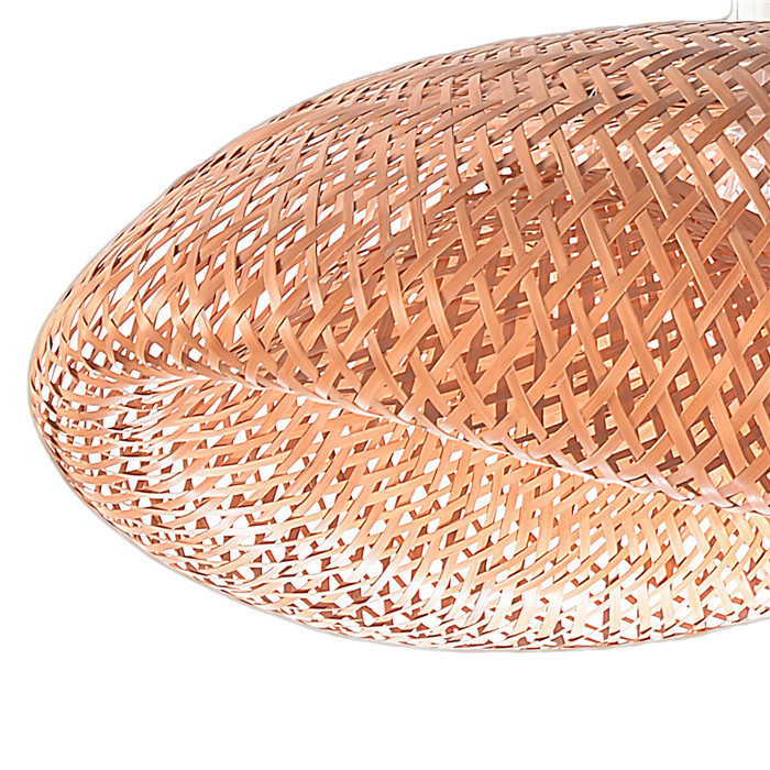 Pendant Light with Curved bamboo-woven lampshade