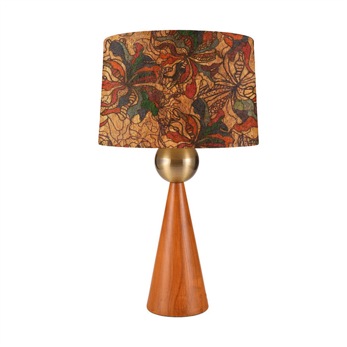 Table Lamp with Floral - pattern Shade