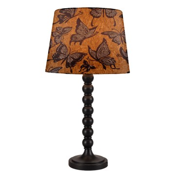 Настольная лямпа з абажурам-матыльком і чорнай падставай з пацерак