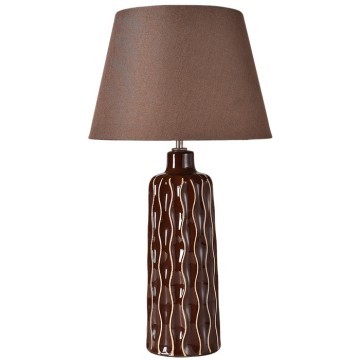 Карычневая настольная лямпа з хвалістым узорам з керамічнай падстаўкай