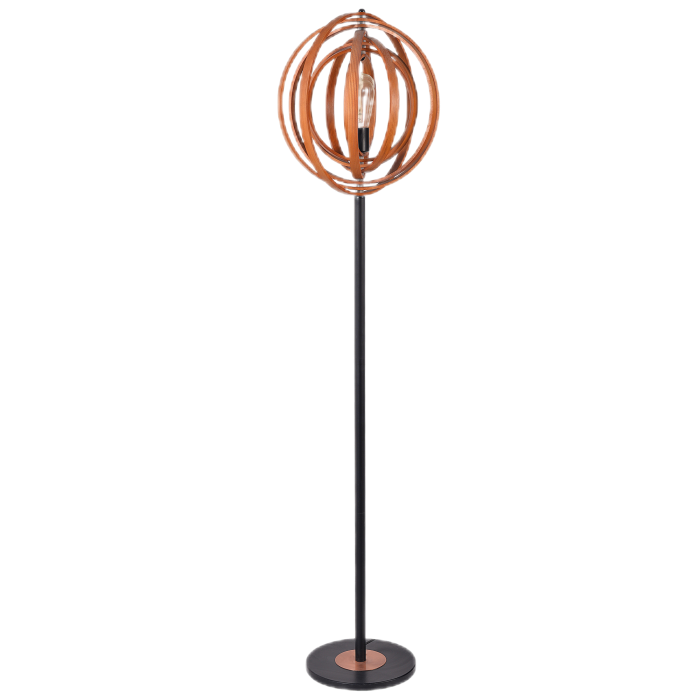 Floor Lamp with Rotatable Wooden Shade