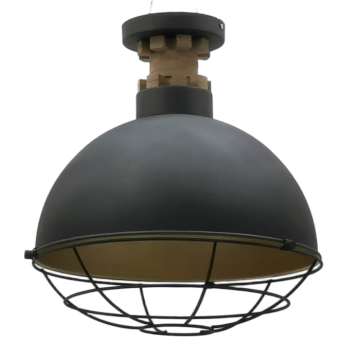Таванна лампа Черна метална куполна решетка Таванна лампа