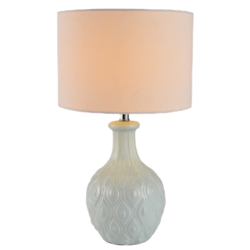 Настольная лямпа з керамікай і тканінай