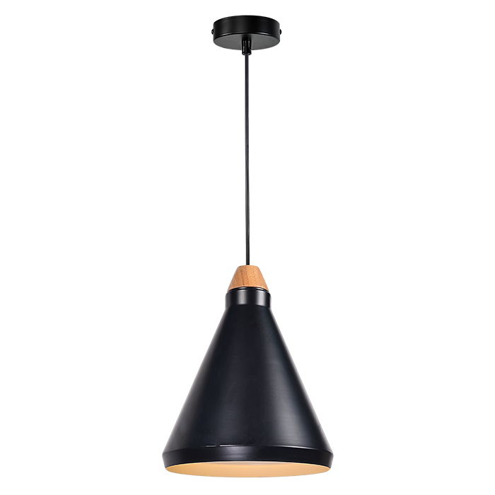 Modern Pendant Light with Black Conical Lampshade