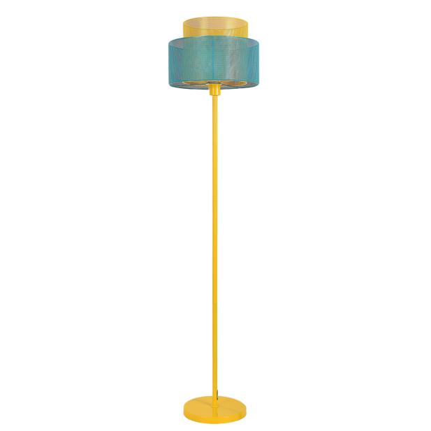 Floor Lamp Yellow Metal Dual-Tone Circular Design
