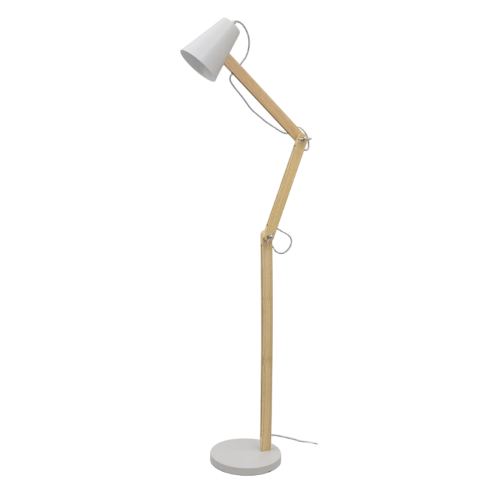 Floor Lamp Light Wood Bendable Pole Conical Shade