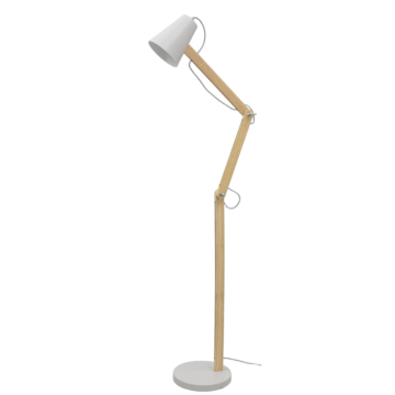 Floor Lamp Light Wood Bendable Pole Conical Shade