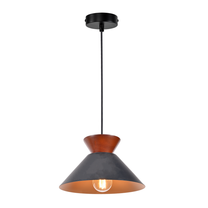 Pendant Lamp Metal Solid Wood Double Conical Design