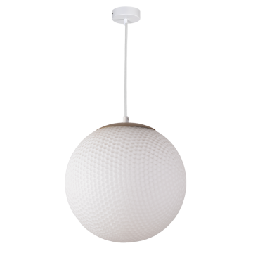 Ақ шыны тасты сфералық металл сақинасы бар аспа шамы