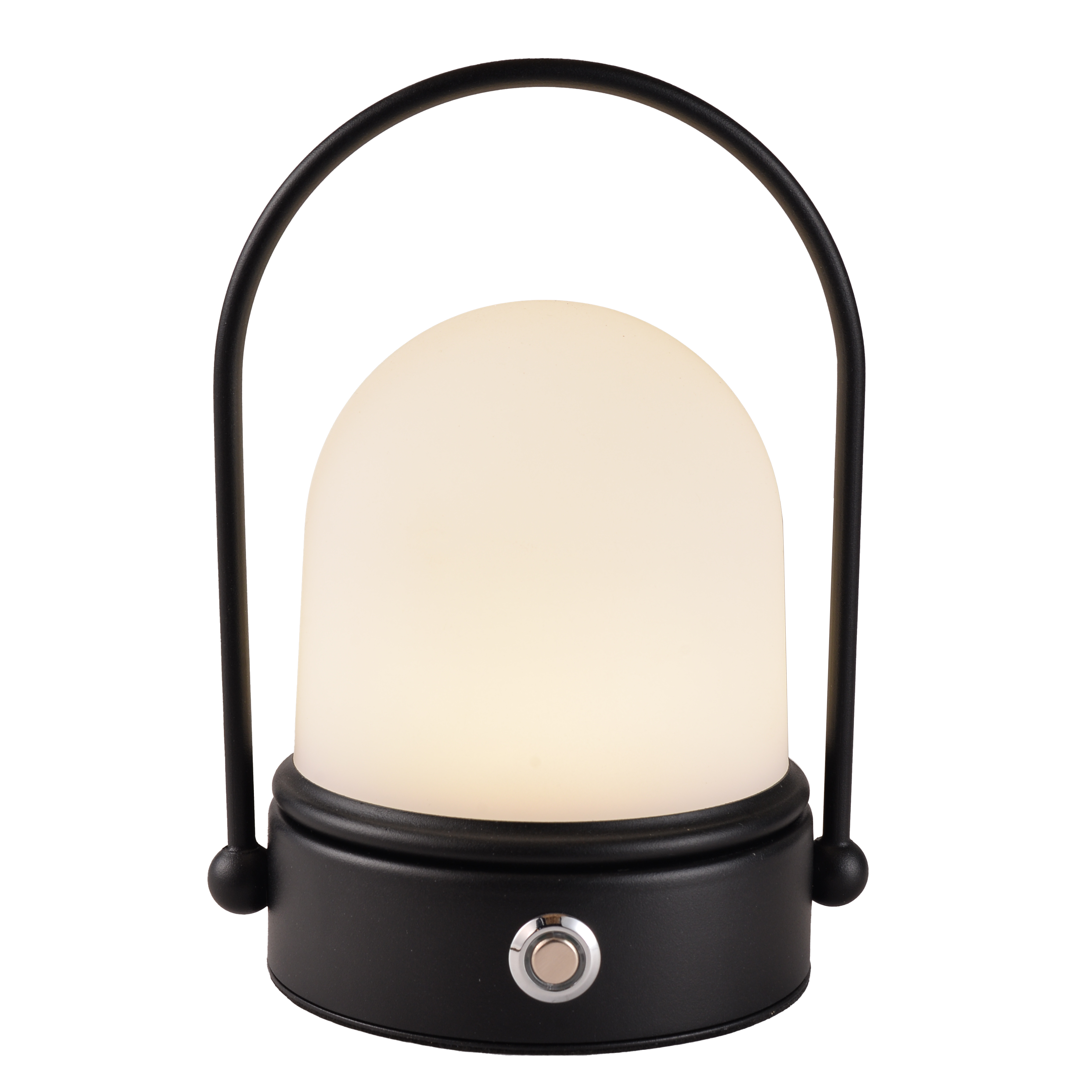 Table Lamp Black Metal Handle Round Base Glass Shade