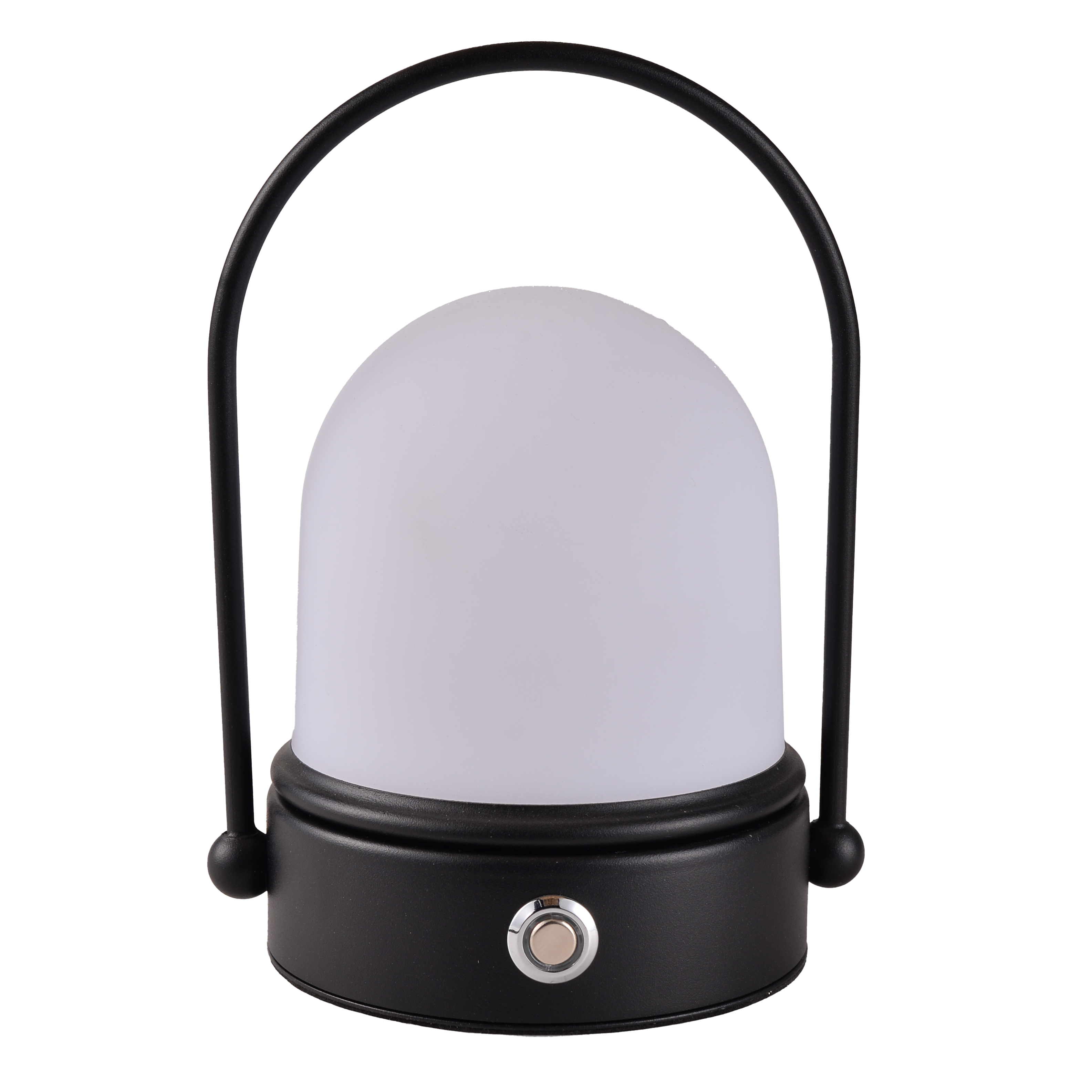 Table Lamp Black Metal Handle Round Base Glass Shade