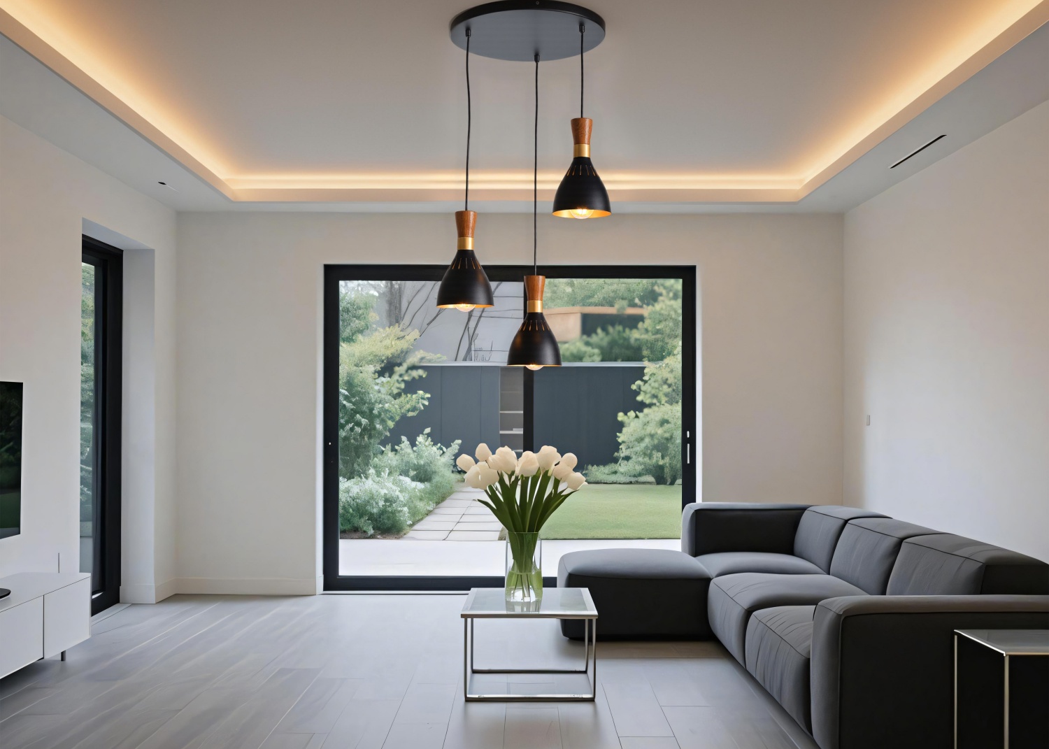 metal and wood pendant lamps