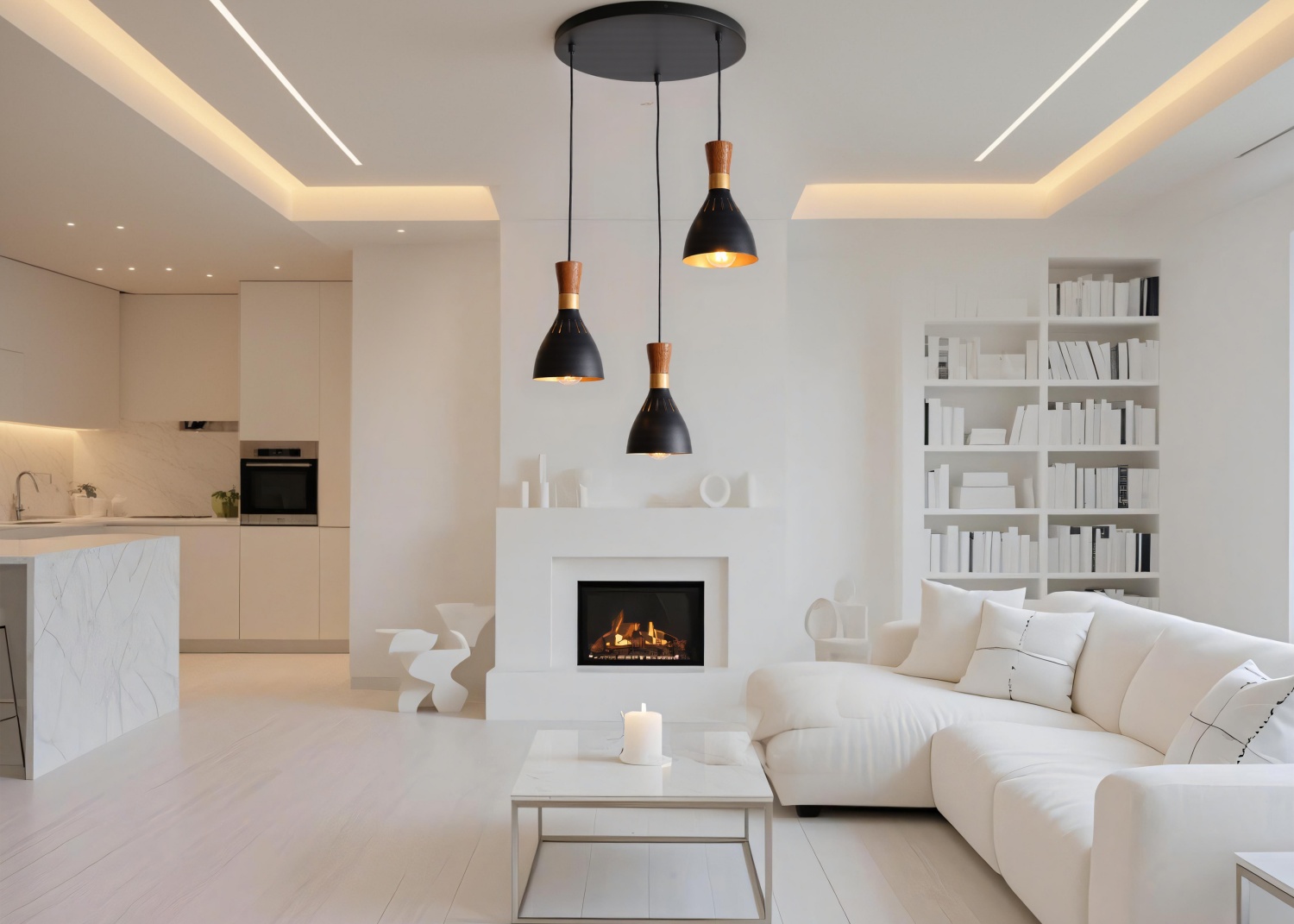 Pendant Lamp 3-Head Black Metal
