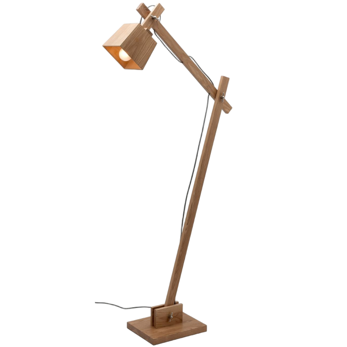 Floor Lamp Light Wood Tilted Square Design
