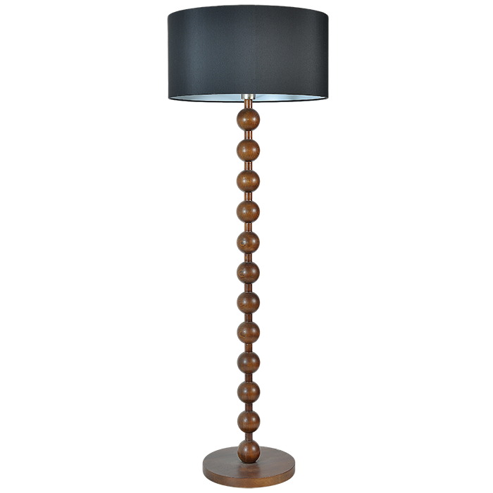 Floor Lamp with Wooden Beaded Rod