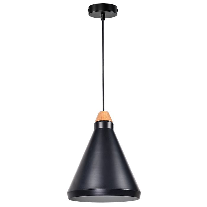 Modern Pendant Light with Black Conical Lampshade