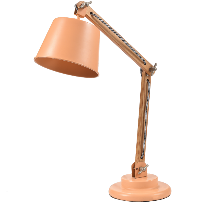 Industrial Vintage Table Lamp with Adjustable Oak Arm and...