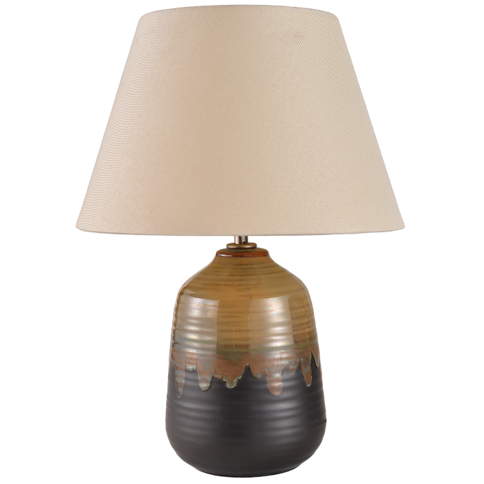 Handcrafted Table Lamp with Ombré Ceramic Base  Linen Shade