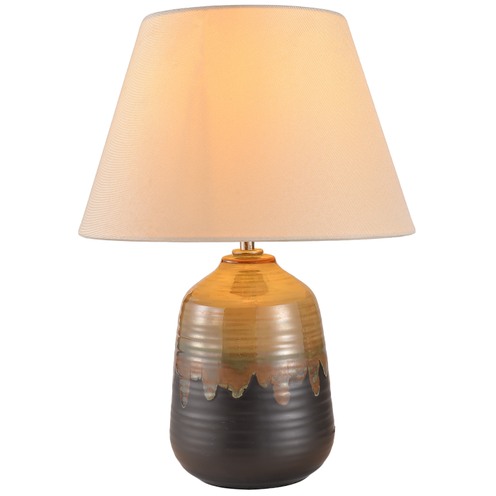 Handcrafted Table Lamp with Ombré Ceramic Base  Linen Shade