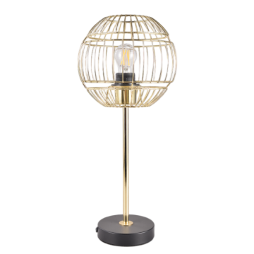 Стол чырак Алтын металл көңдөй сфера Кара негизи