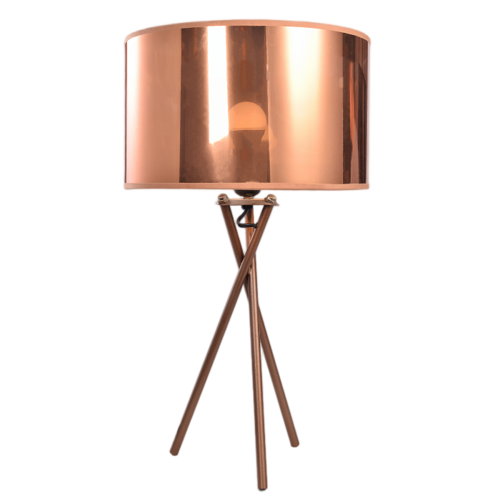 Table Lamp with Copper Tripod Base and Reflective Dome Shade