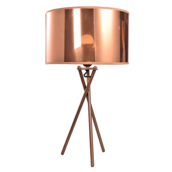 Table Lamp with Copper Tripod Base and Reflective Dome Shade