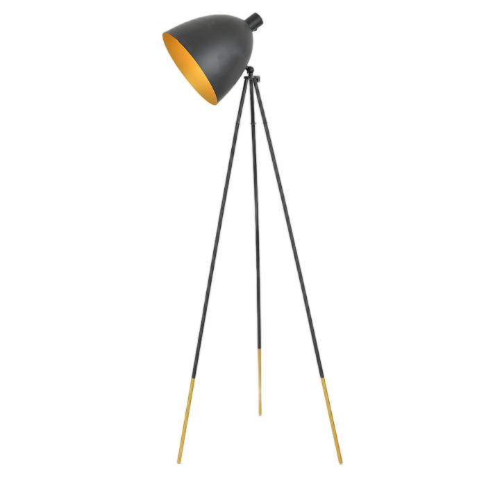 Modern Floor Lamp with Black Tripod Base and Dual-Tone Shade
