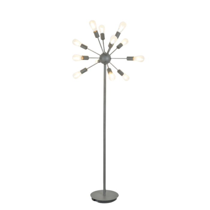 Floor Lamp with Dark Gray Radial Arms Round Base