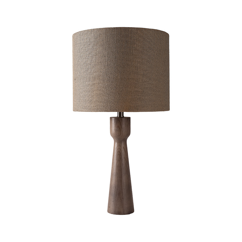 Desk Lamp with Textured Linen & Wood