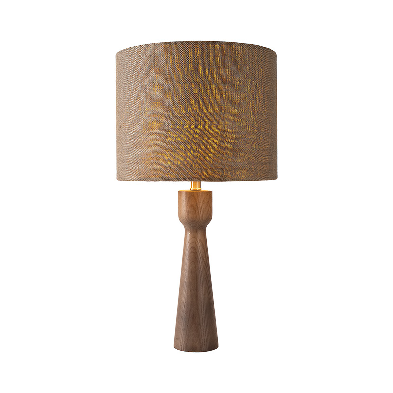 Desk Lamp with Textured Linen & Wood