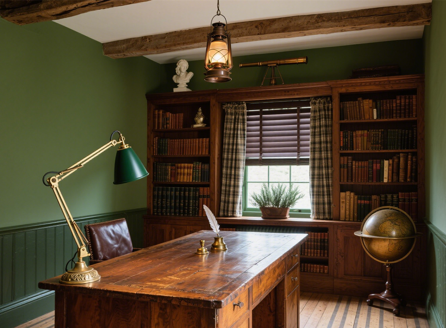 Lampe de bureau en laiton pour bibliothèque