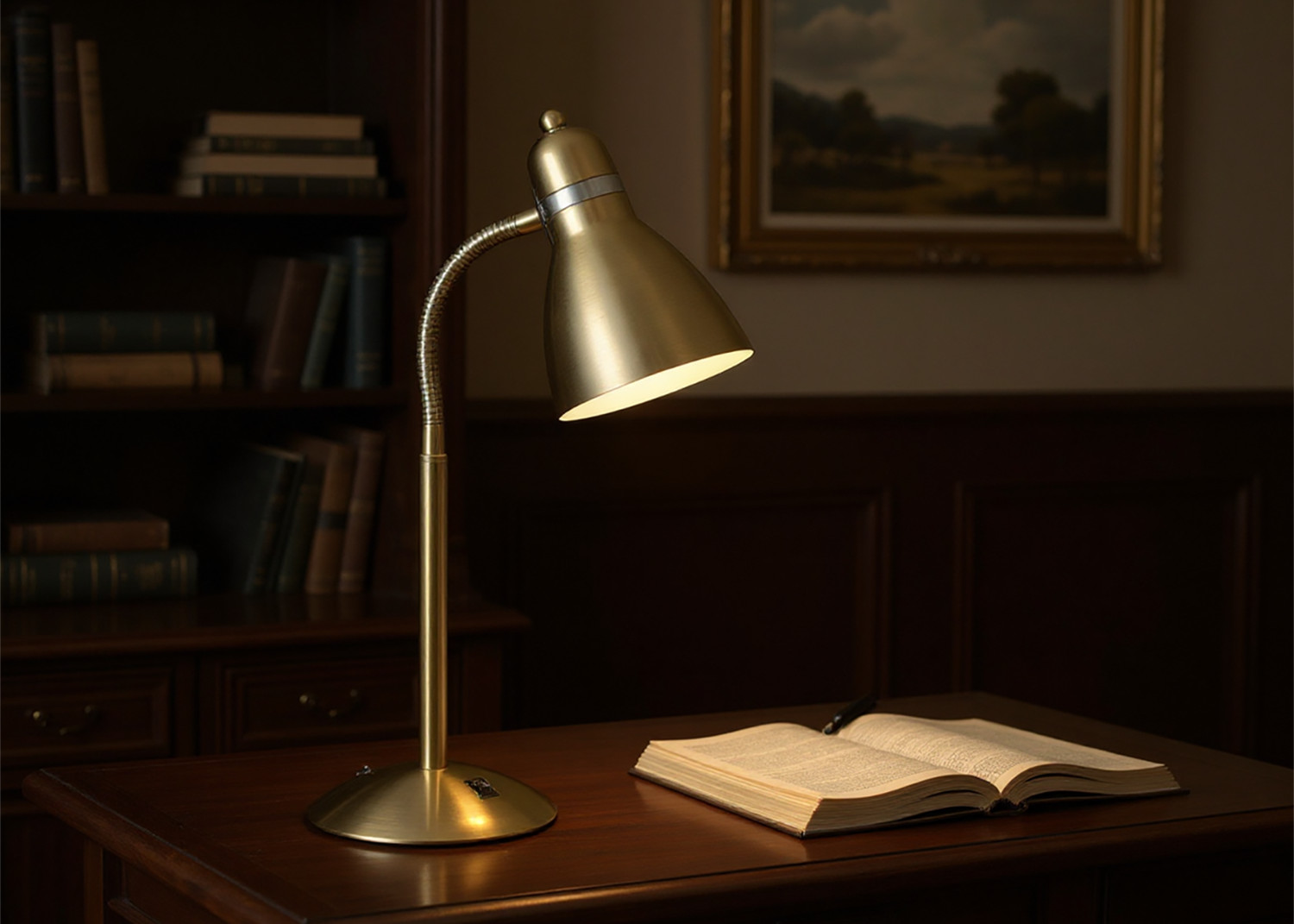 desk lamp in study