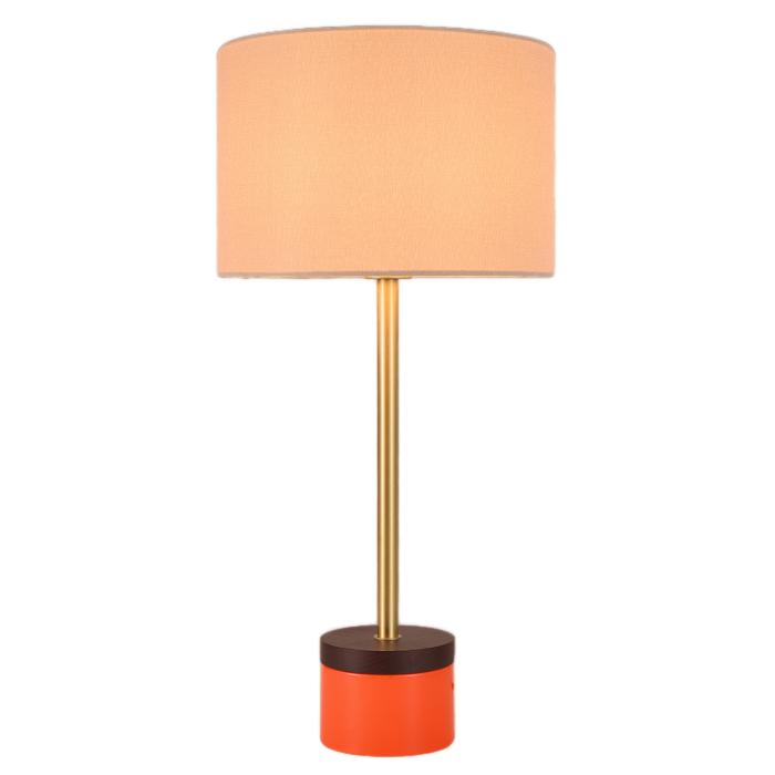 Table Lamp Custom Vintage Mid Century Modern, Red and Wal...
