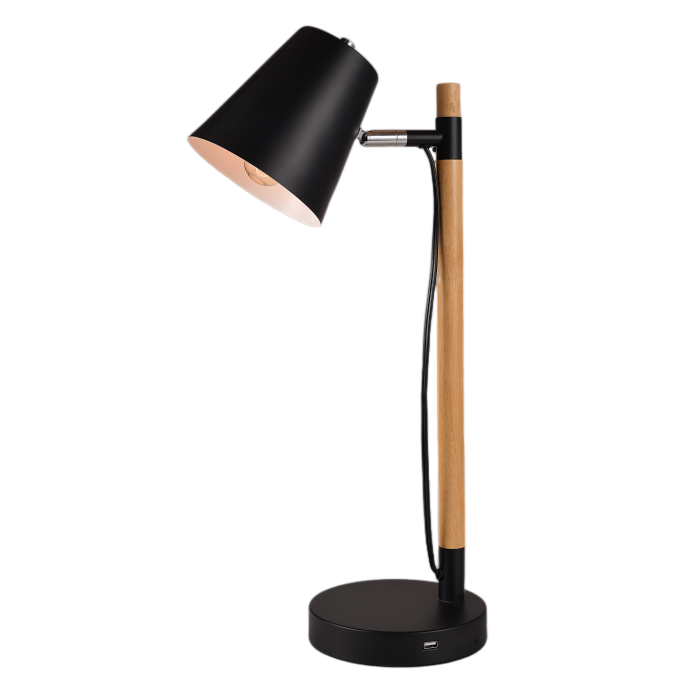 Table Lamp, Designer Wood and Metal USB Customizable for ...
