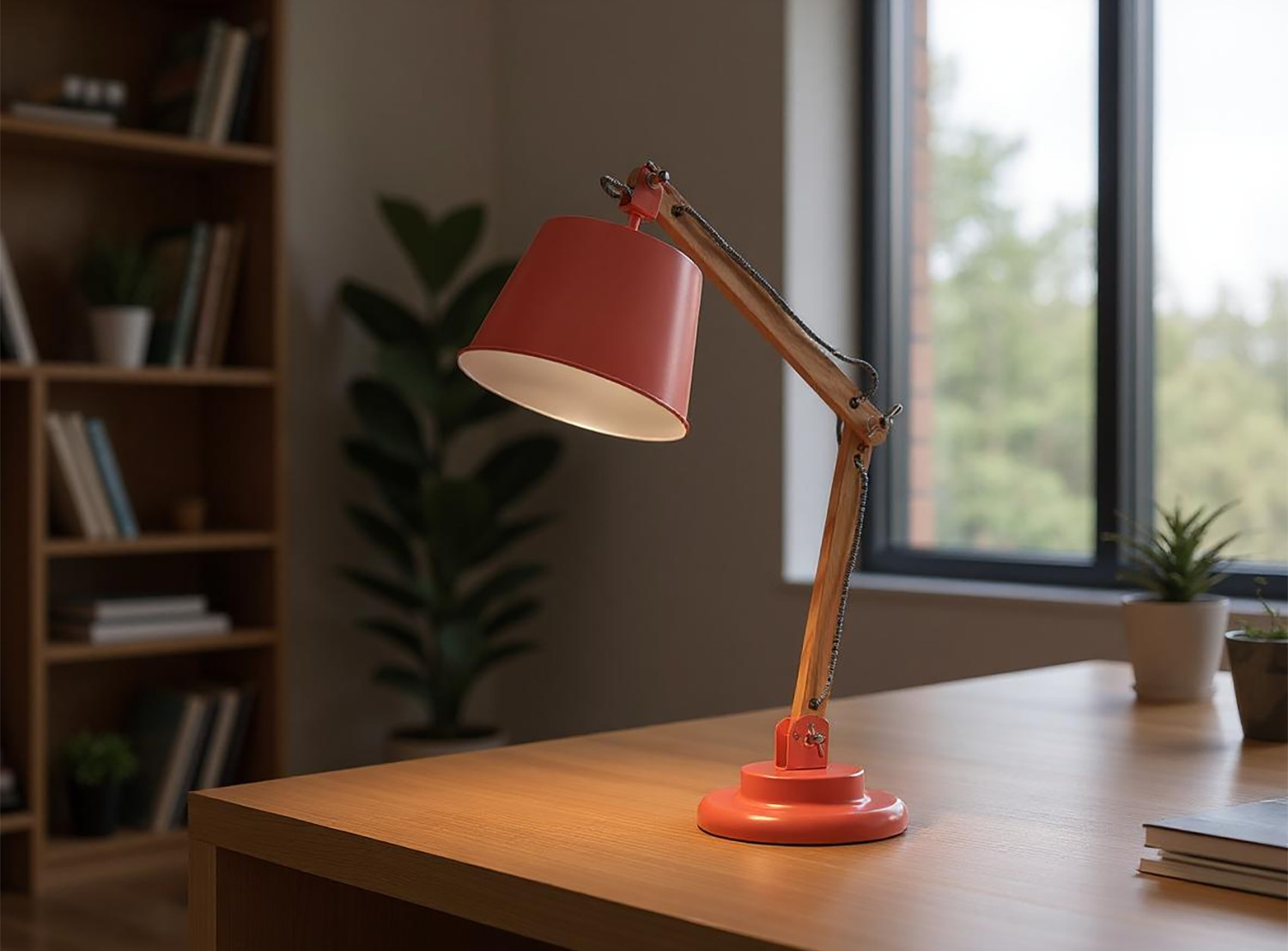 industrial table lamp in the bookstore