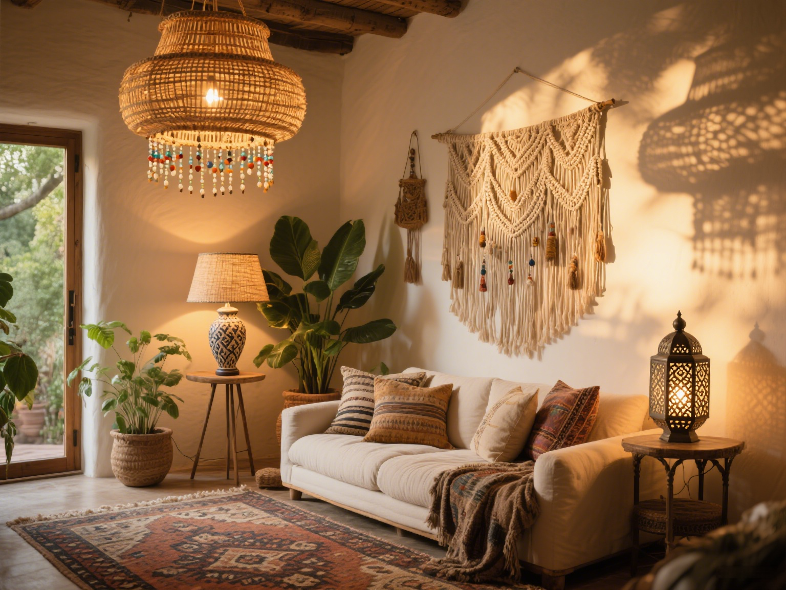 How to combine different types of boho lamps in one interior?